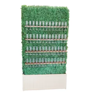 Champagne Hedge Wall with White Base