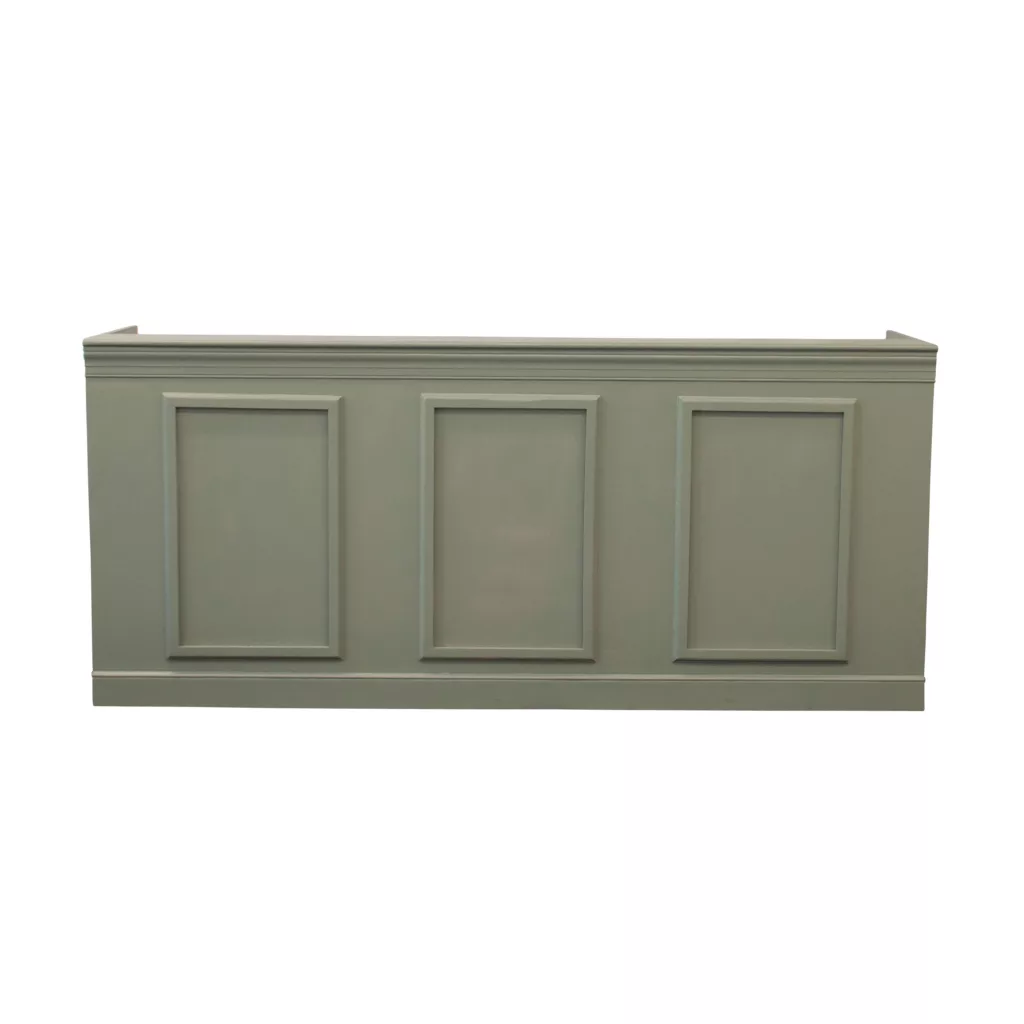 A front view of Augusto Sage Panel Bar Rental